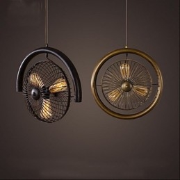 Lampada a sospensione industriale retrò americana con ventilatore a vento