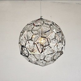 Lampadario a sospensione in metallo argentato stile retrò, 3 lampadine E26/E27