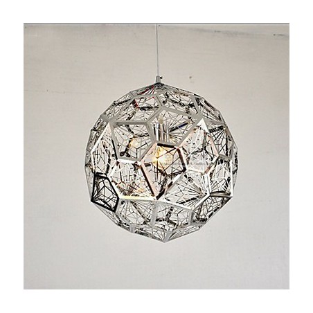 Lampadario a sospensione in metallo argentato stile retrò, 3 lampadine E26/E27