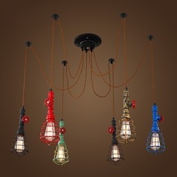 Lampada a sospensione vintage a 6 luci design narghilè
