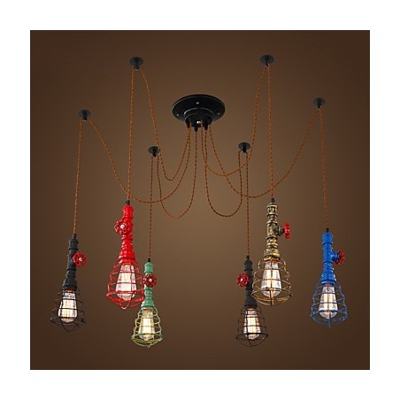 Lampada a sospensione vintage a 6 luci design narghilè