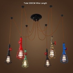 Lampada a sospensione vintage a 6 luci design narghilè