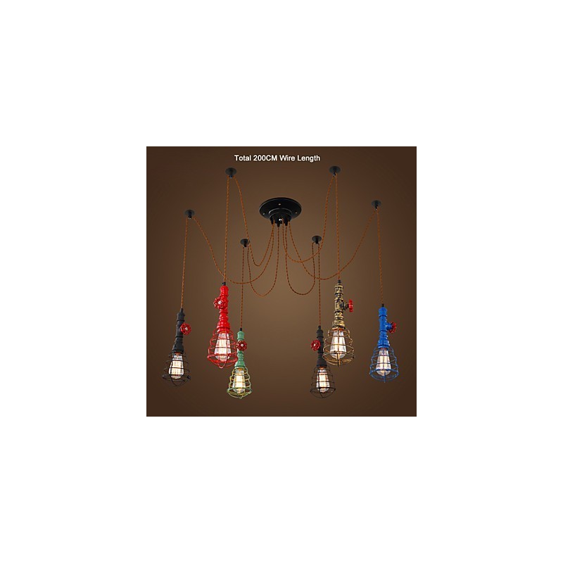 Lampada a sospensione vintage a 6 luci design narghilè