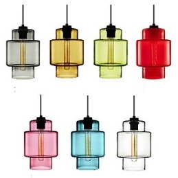 Lampada a sospensione in vetro artistico a testa singola multicolore