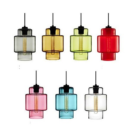 Lampada a sospensione in vetro artistico a testa singola multicolore