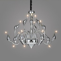 Lampadario moderno contemporaneo in metallo cromato elettroplaccato argento 15 luci