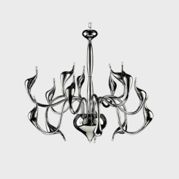 Lampadario moderno contemporaneo in metallo cromato elettroplaccato argento 15 luci