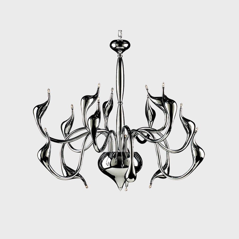 Lampadario moderno contemporaneo in metallo cromato elettroplaccato argento 15 luci