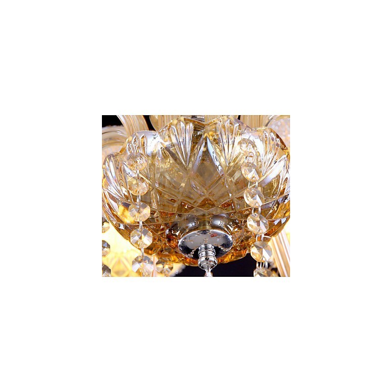 Lampadario a sospensione in cristallo ambra a 6 luci E12/E14
