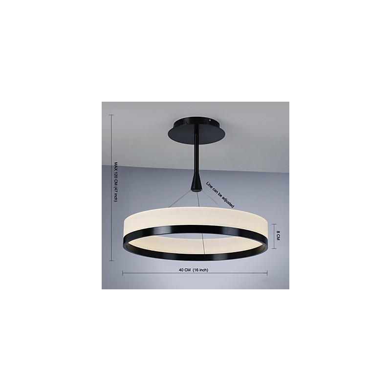Lampada a sospensione moderna contemporanea in metallo e acrilico bianco, LED integrato 25 W