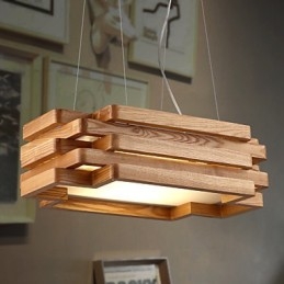 Lampada a sospensione moderna country in legno e bambù