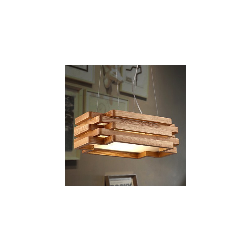 Lampada a sospensione moderna country in legno e bambù