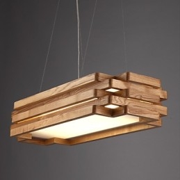 Lampada a sospensione moderna country in legno e bambù