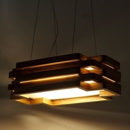 Lampada a sospensione moderna country in legno e bambù