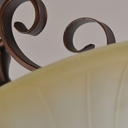 Lampada a sospensione vintage rustica Lodge in metallo dipinto, 3 luci, marrone e bianco
