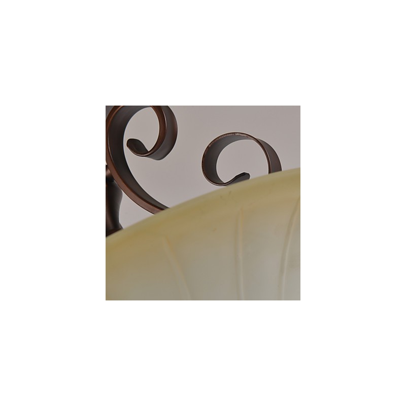 Lampada a sospensione vintage rustica Lodge in metallo dipinto, 3 luci, marrone e bianco