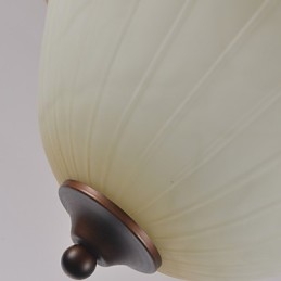 Lampada a sospensione vintage rustica Lodge in metallo dipinto, 3 luci, marrone e bianco