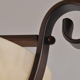 Lampada a sospensione rustica vintage in metallo dipinto, 3 luci, marrone e bianco