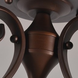 Lampada a sospensione rustica vintage in metallo dipinto, 3 luci, marrone e bianco