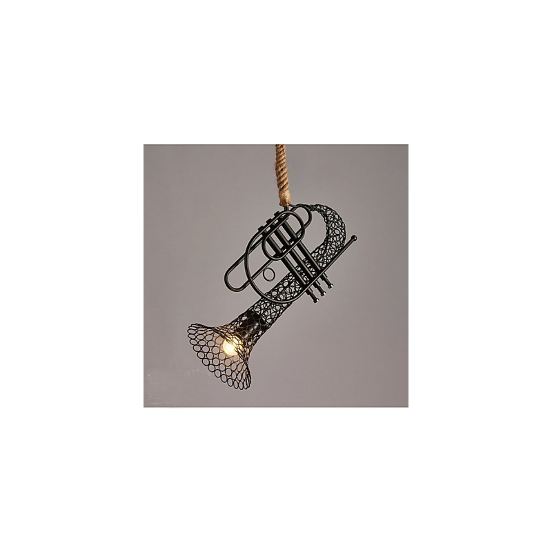 Lampadario a sospensione retrò country in pizzo di canapa americano T