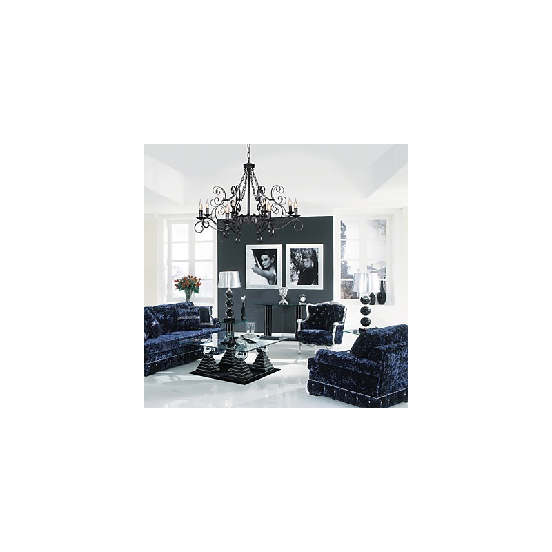 Lampadario classico tradizionale stile candela nero 8 luci E12/E14