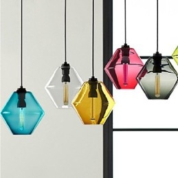 Lampadario a sospensione in vetro artistico a 1 luce color caramella
