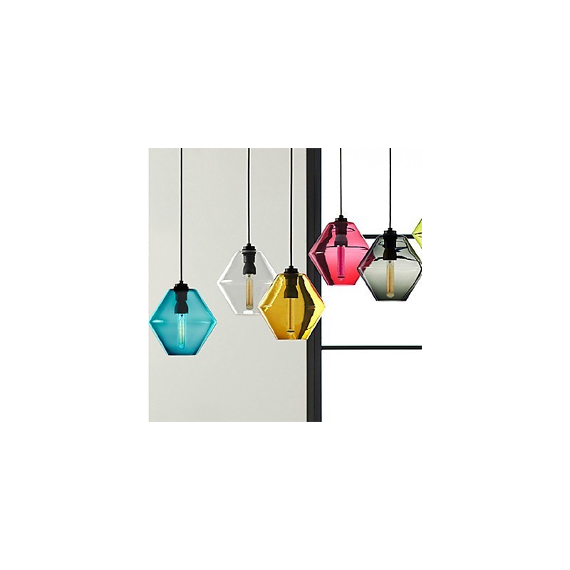Lampadario a sospensione in vetro artistico a 1 luce color caramella