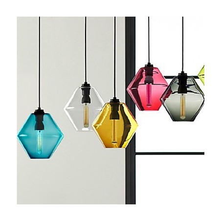 Lampadario a sospensione in vetro artistico a 1 luce color caramella