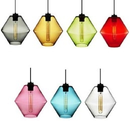 Lampadario a sospensione in vetro artistico a 1 luce color caramella