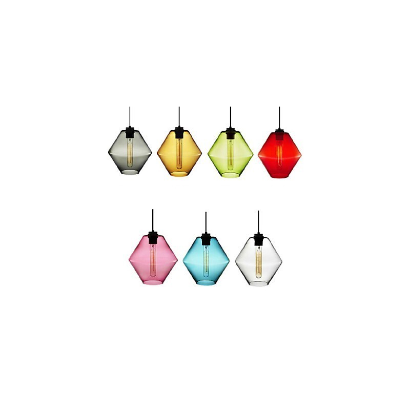 Lampadario a sospensione in vetro artistico a 1 luce color caramella