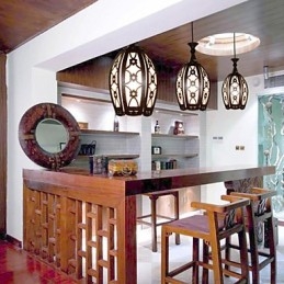 Lampada a sospensione in legno per sala da pranzo, stile moderno contemporaneo