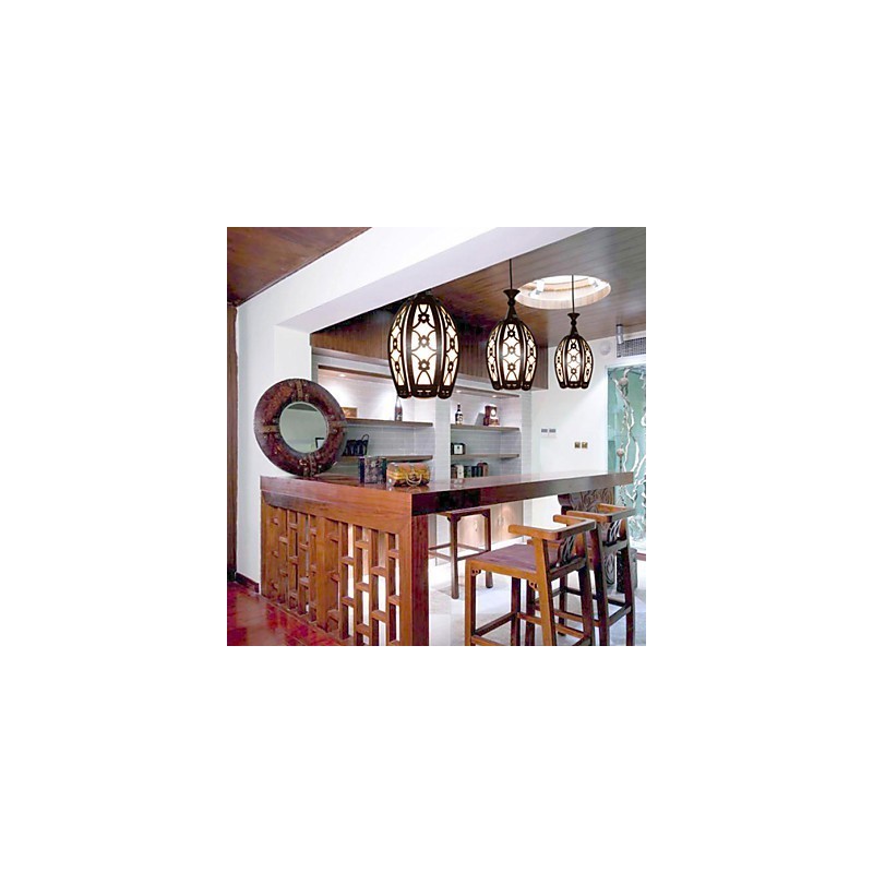 Lampada a sospensione in legno per sala da pranzo, stile moderno contemporaneo