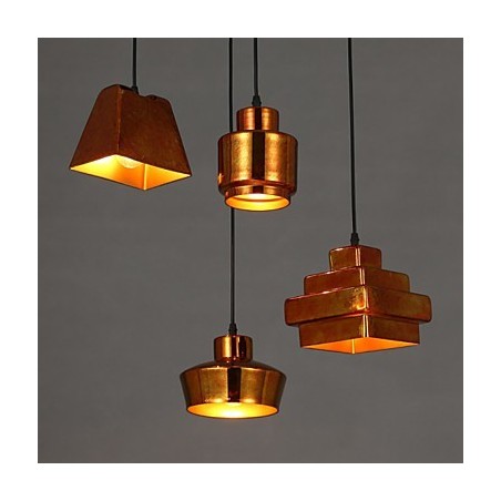 Lampadario a sospensione in vetro retrò stile country americano, finitura effetto ruggine, 1 luce