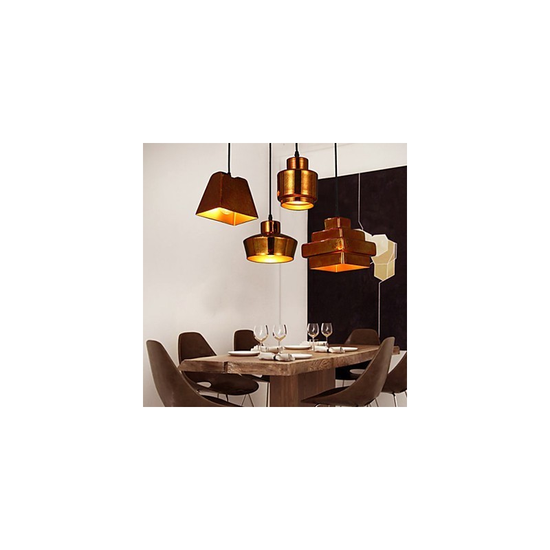 Lampadario a sospensione in vetro retrò stile country americano, finitura effetto ruggine, 1 luce