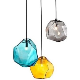 Lampada a sospensione a goccia in vetro effetto cristallo di ghiaccio, luce cromatica, 3 lampadine