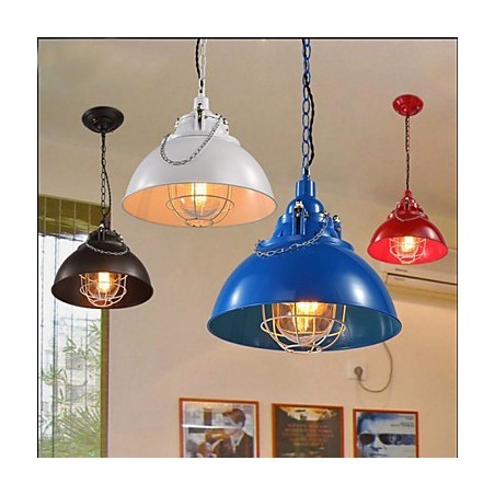 Lampadario a sospensione a testa singola in metallo e ferro