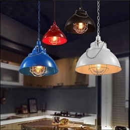 Lampadario a sospensione a testa singola in metallo e ferro