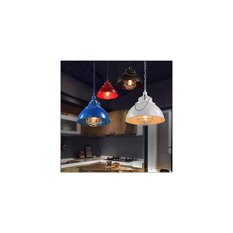 Lampadario a sospensione a testa singola in metallo e ferro