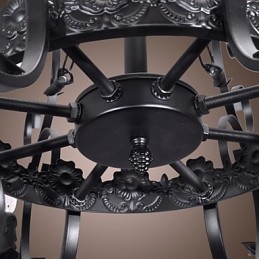 Lampadario classico tradizionale stile candela nero 8 luci E12/E14