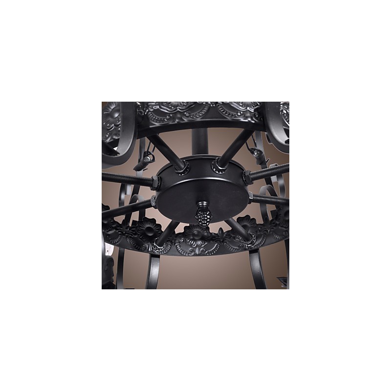 Lampadario classico tradizionale stile candela nero 8 luci E12/E14