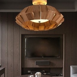 Lampada a sospensione mini in legno e bambù stile country moderno/contemporaneo LED integrato 24 W