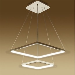 Lampada a sospensione LED moderna 4Pendant Light a 2 anelli bianca