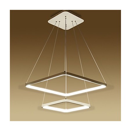 Lampada a sospensione LED moderna 4Pendant Light a 2 anelli bianca