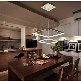 Lampada a sospensione LED moderna 4Pendant Light a 2 anelli bianca