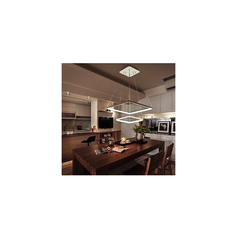 Lampada a sospensione LED moderna 4Pendant Light a 2 anelli bianca