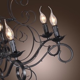 Lampadario classico tradizionale stile candela nero 8 luci E12/E14