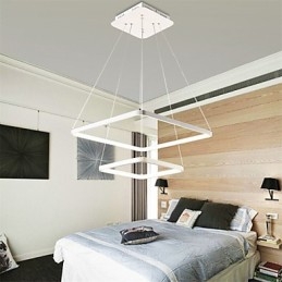 Lampada a sospensione LED moderna 4Pendant Light a 2 anelli bianca