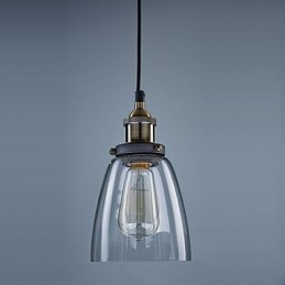 Lampada a sospensione classica vintage retrò in metallo e vetro trasparente 3 luci
