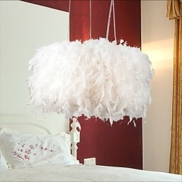 Lampadario moderno mini con piume bianco cromo 45 cm