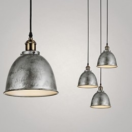 Lampada a sospensione vintage industriale in metallo, 1 luce, argento